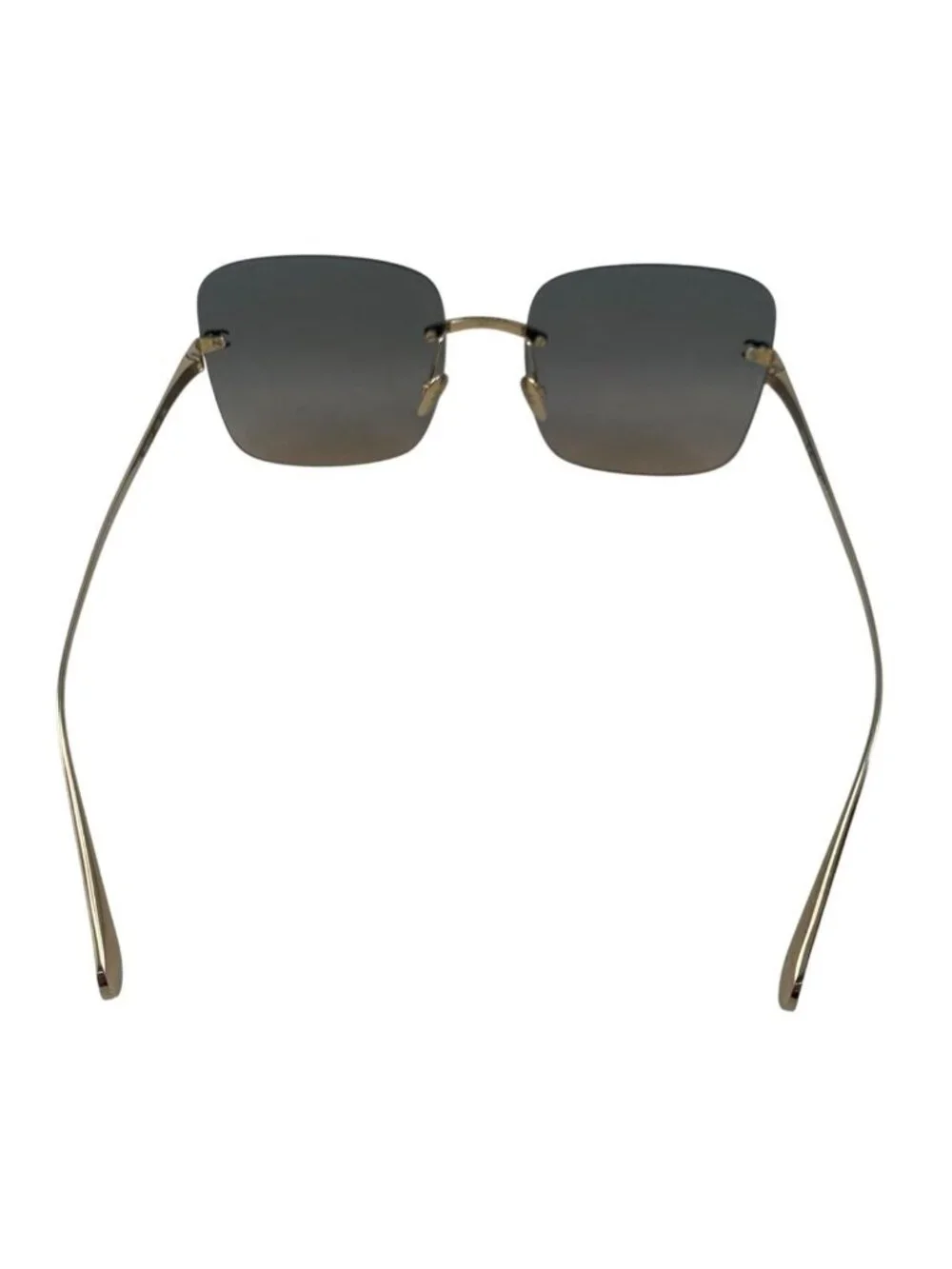 Chanel Sunglasses Rimless Square Titanium Gradient Lens Gold CC Logo Eyewear